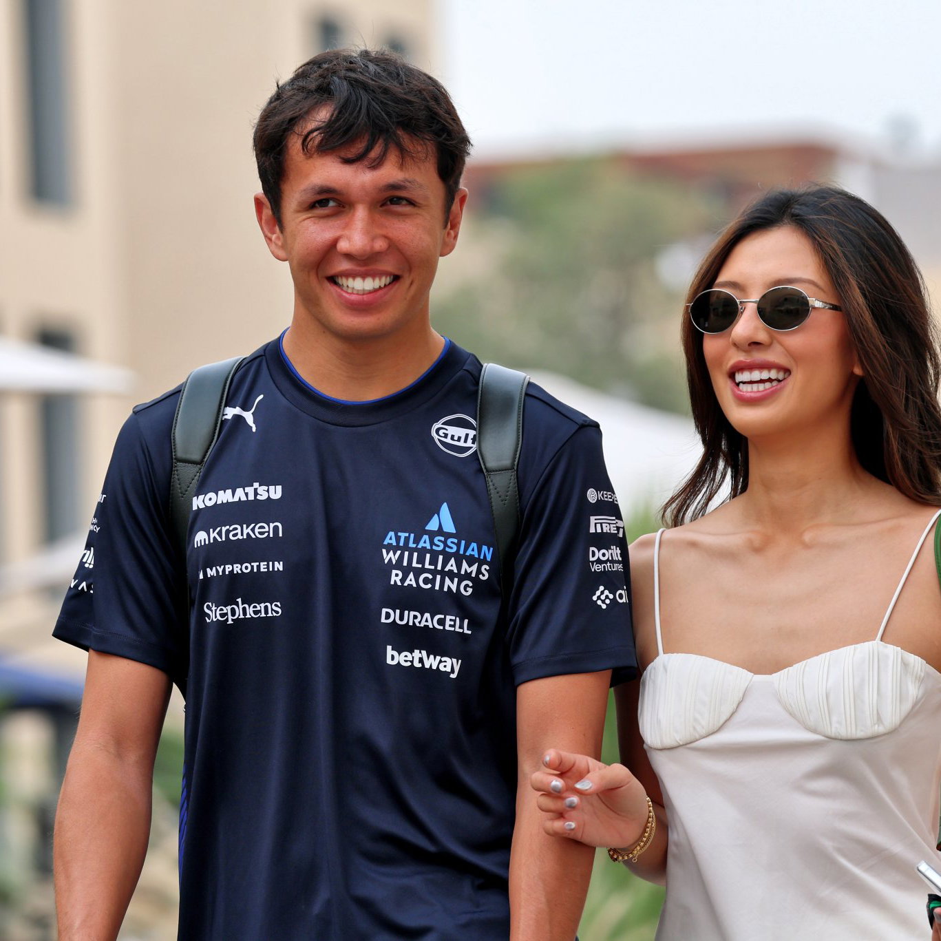 Alex Albon and fiancee Lily Muni He