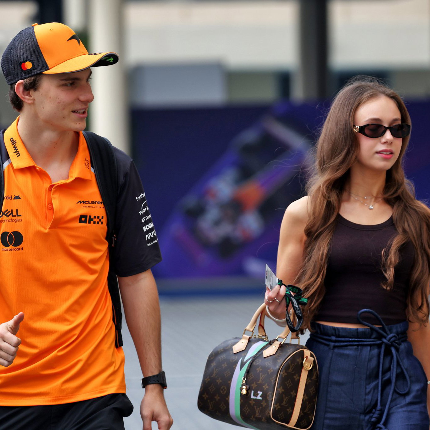 Oscar Piastri and girlfriend Lily Zneimer at the 2025 Abu Dhabi grand prix