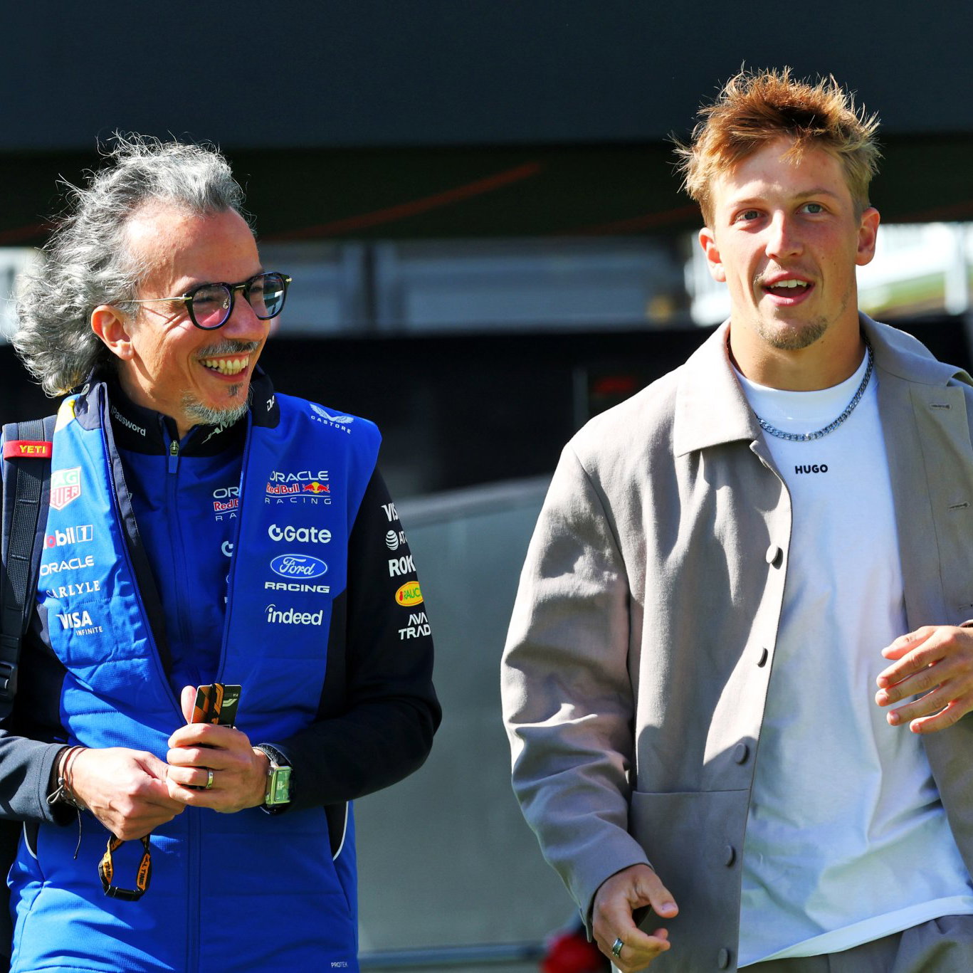 Mekies and Lawson arrive at the track