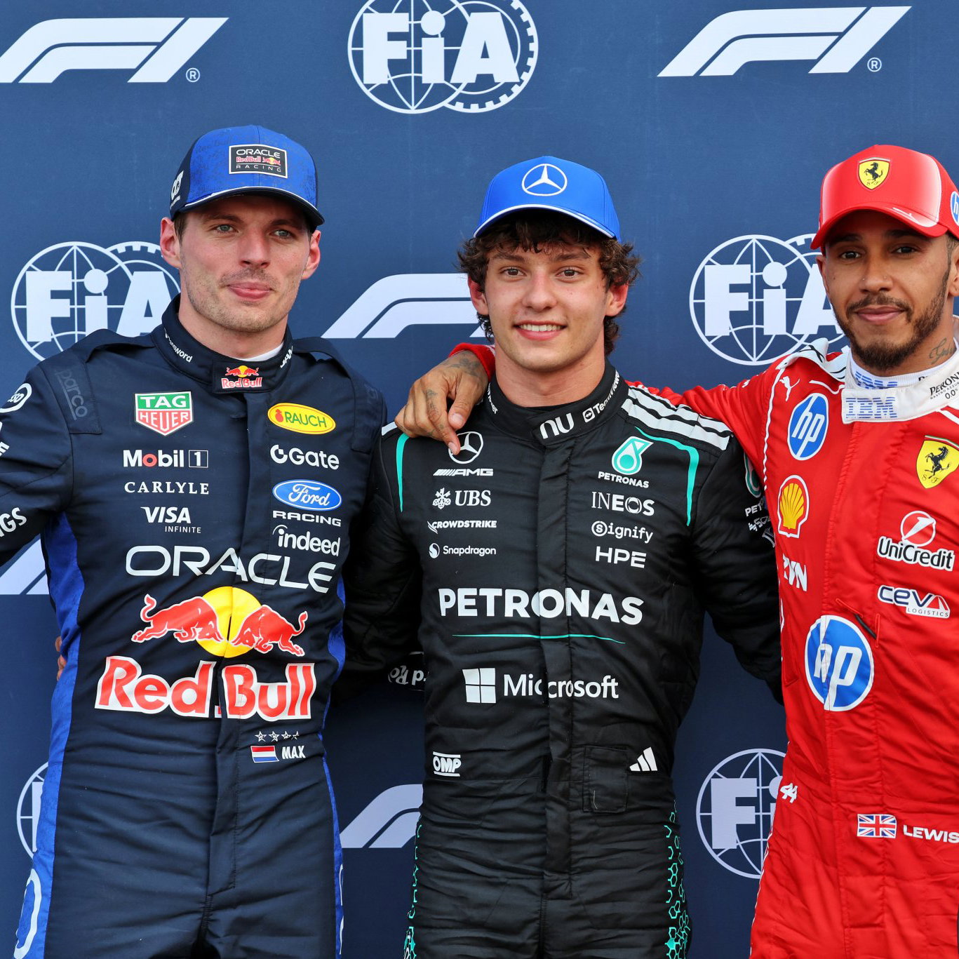 The top three qualifiers at the Monaco Grand Prix