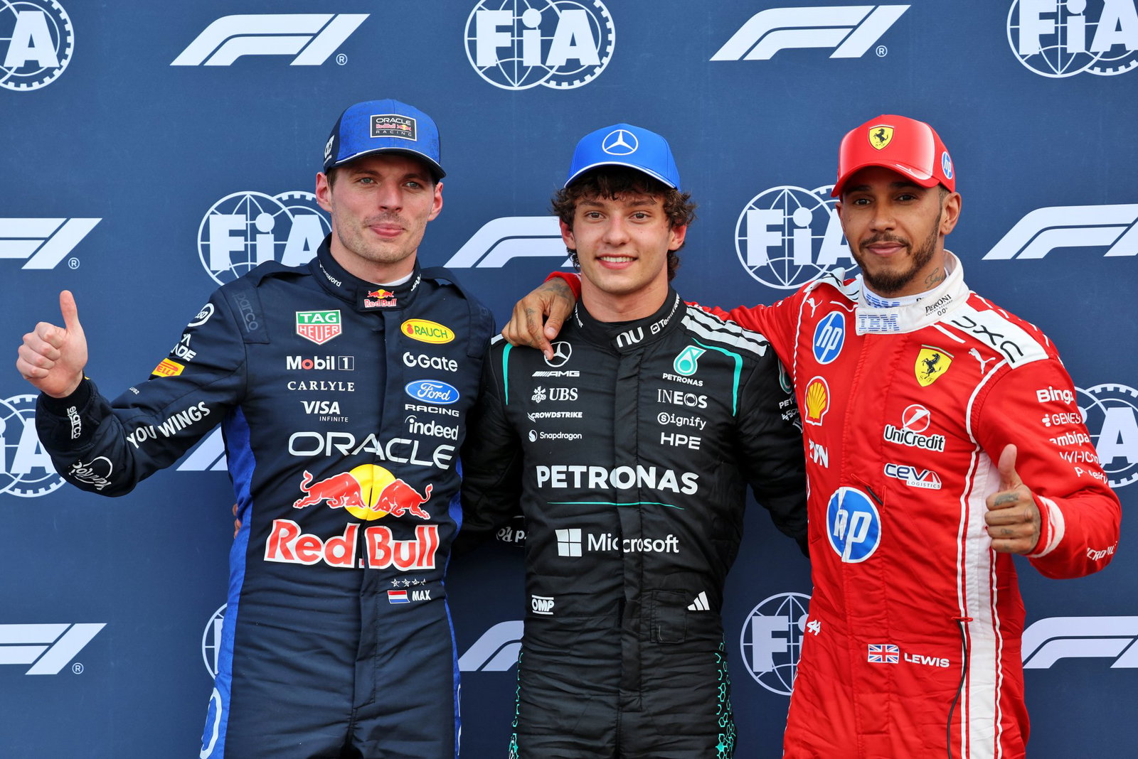 The top three qualifiers at the Monaco Grand Prix