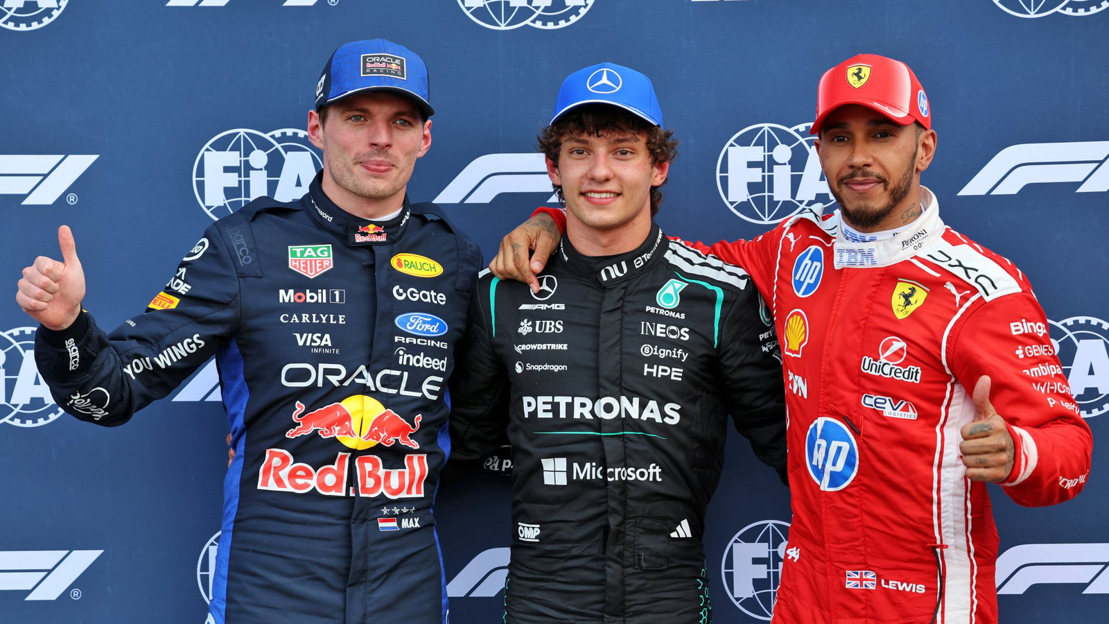 The top three qualifiers at the Monaco Grand Prix