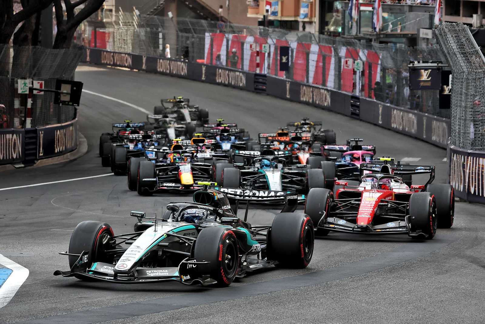 Antonelli retained the lead at the standing restart
