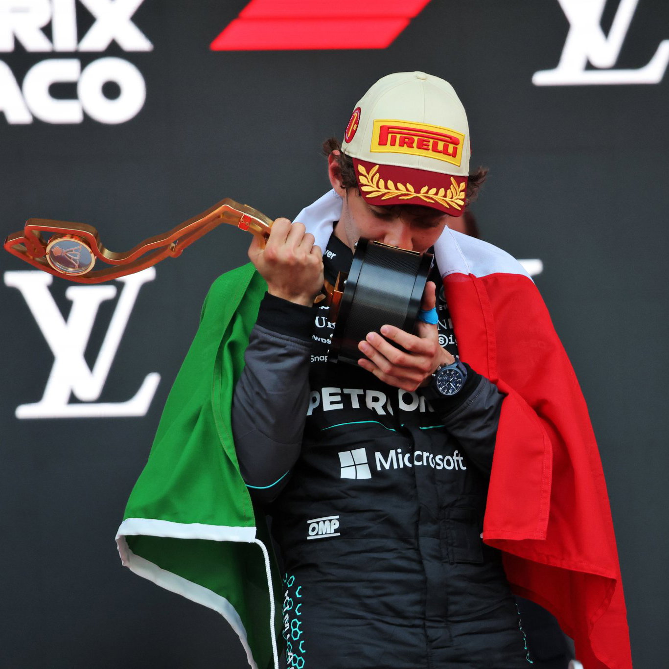 Antonelli celebrates his first victory in Monaco