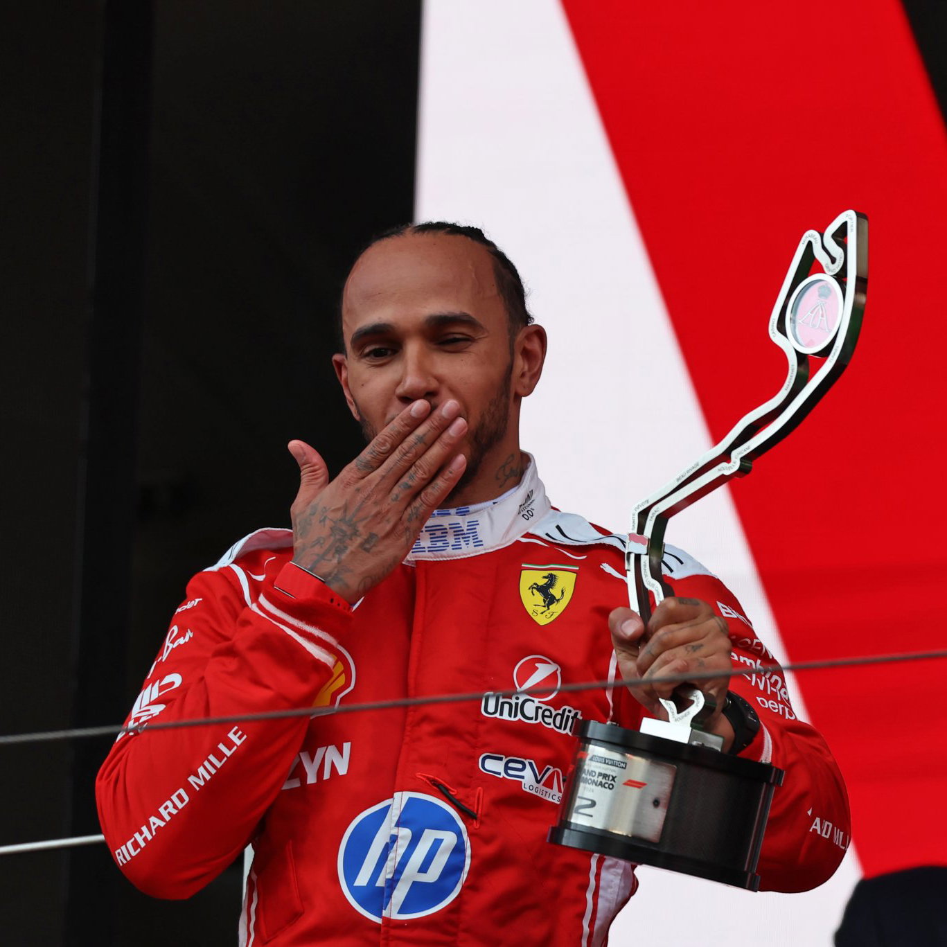 Hamilton blows Kardashian a kiss after taking second place