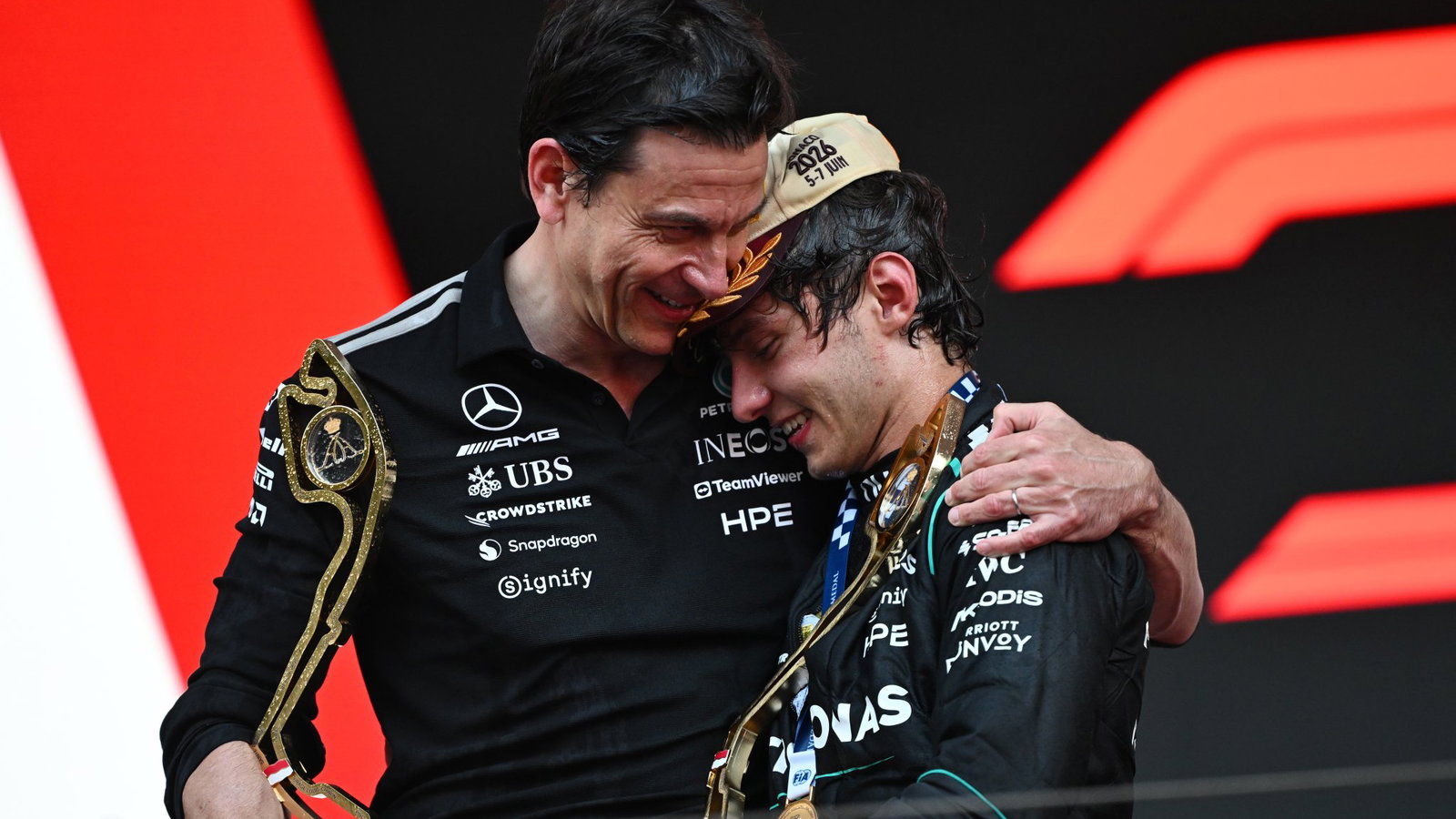 Wolff celebrates with Antonelli 