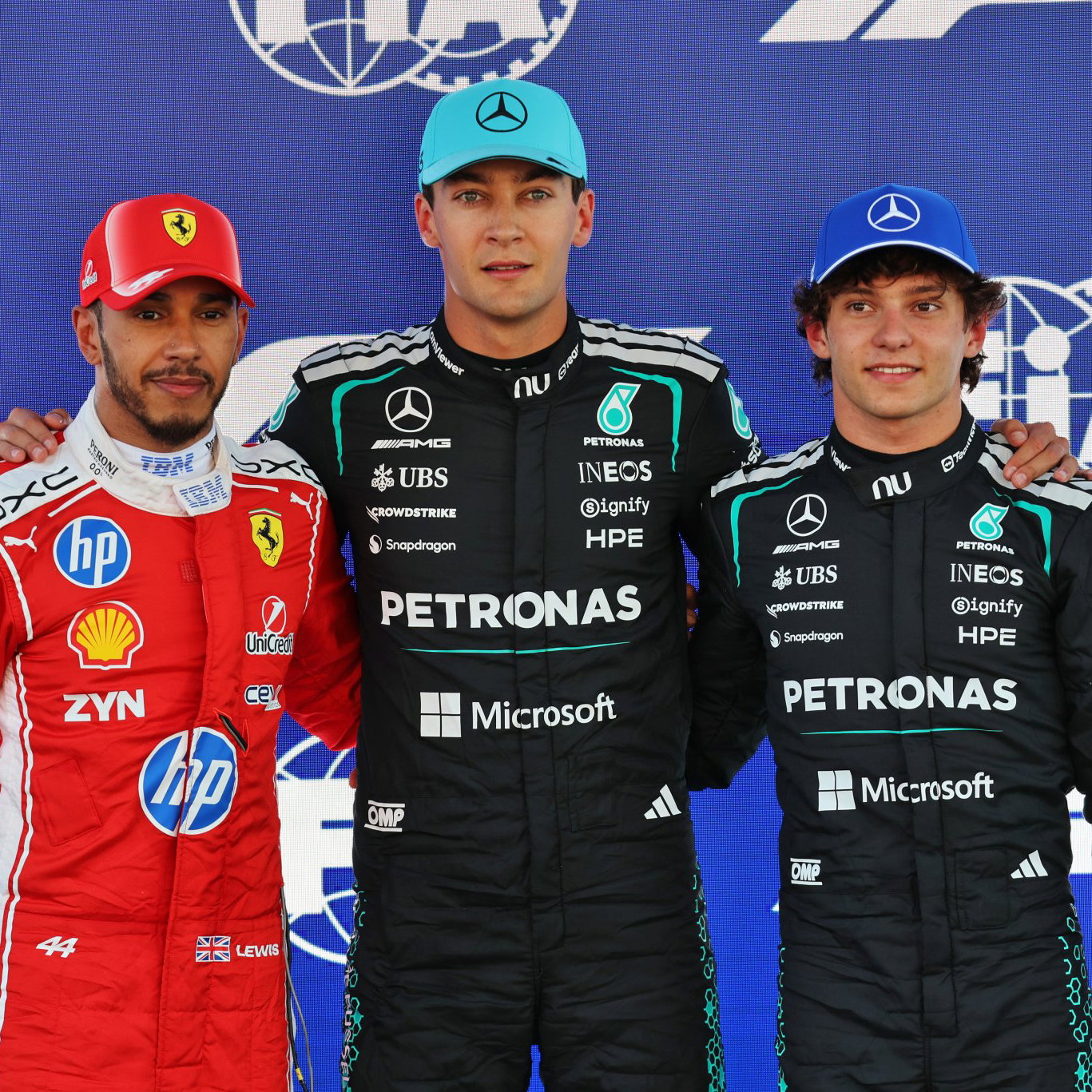The top three qualifiers at the Barcelona-Catalunya Grand Prix