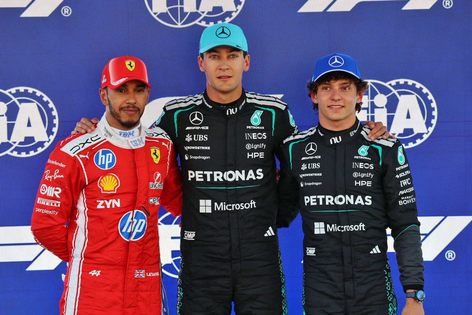 The top three qualifiers at the Barcelona-Catalunya Grand Prix