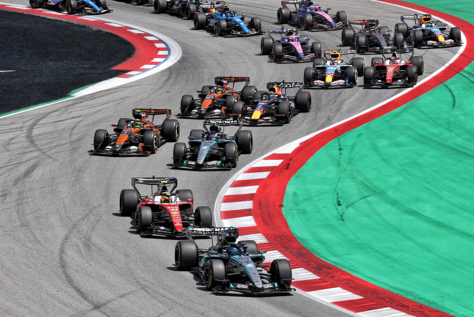 Things got a little close for comfort at the start of the Barcelona-Catalunya Grand Prix