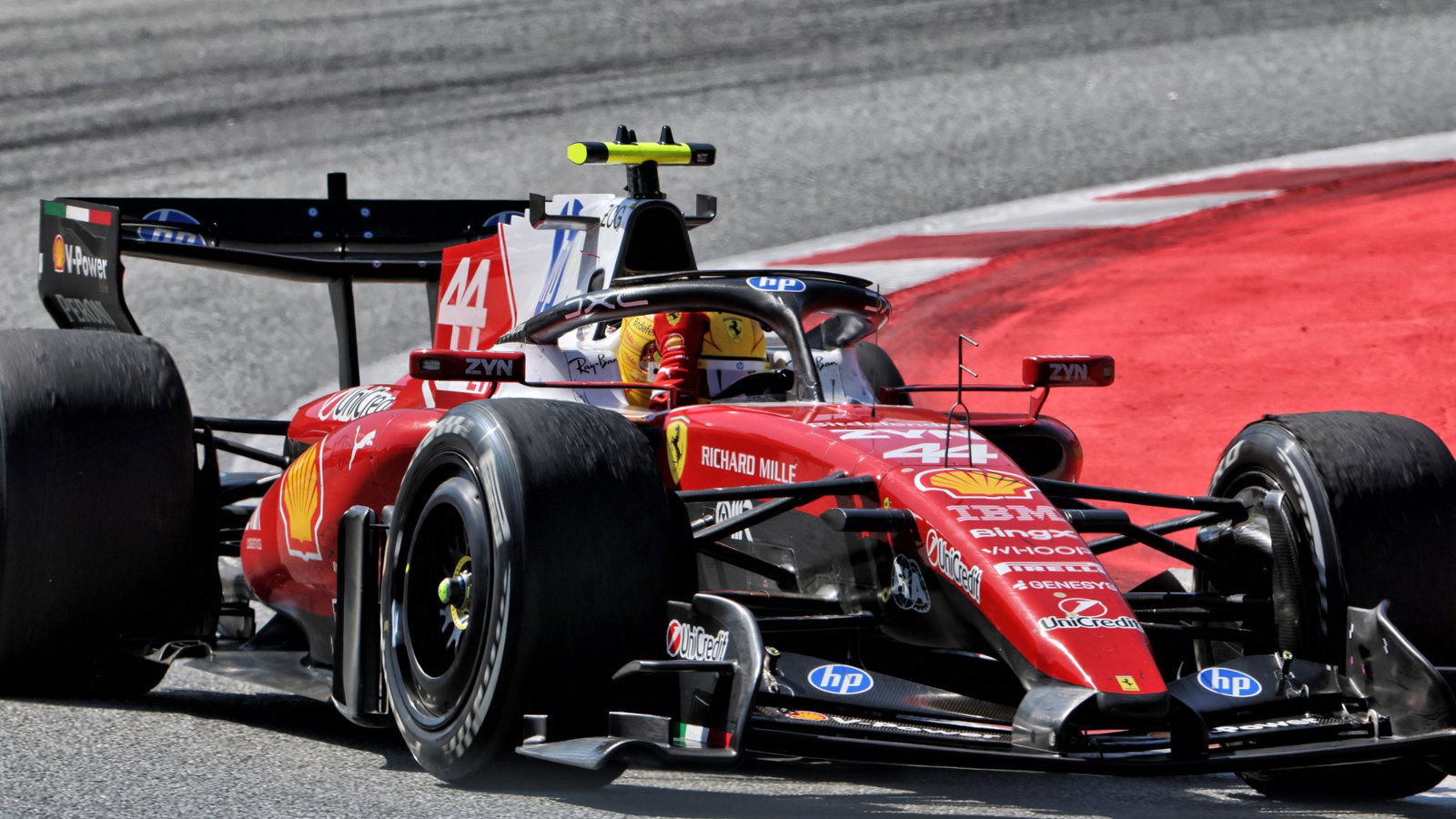 Hamilton celebrates his first Ferrari win 