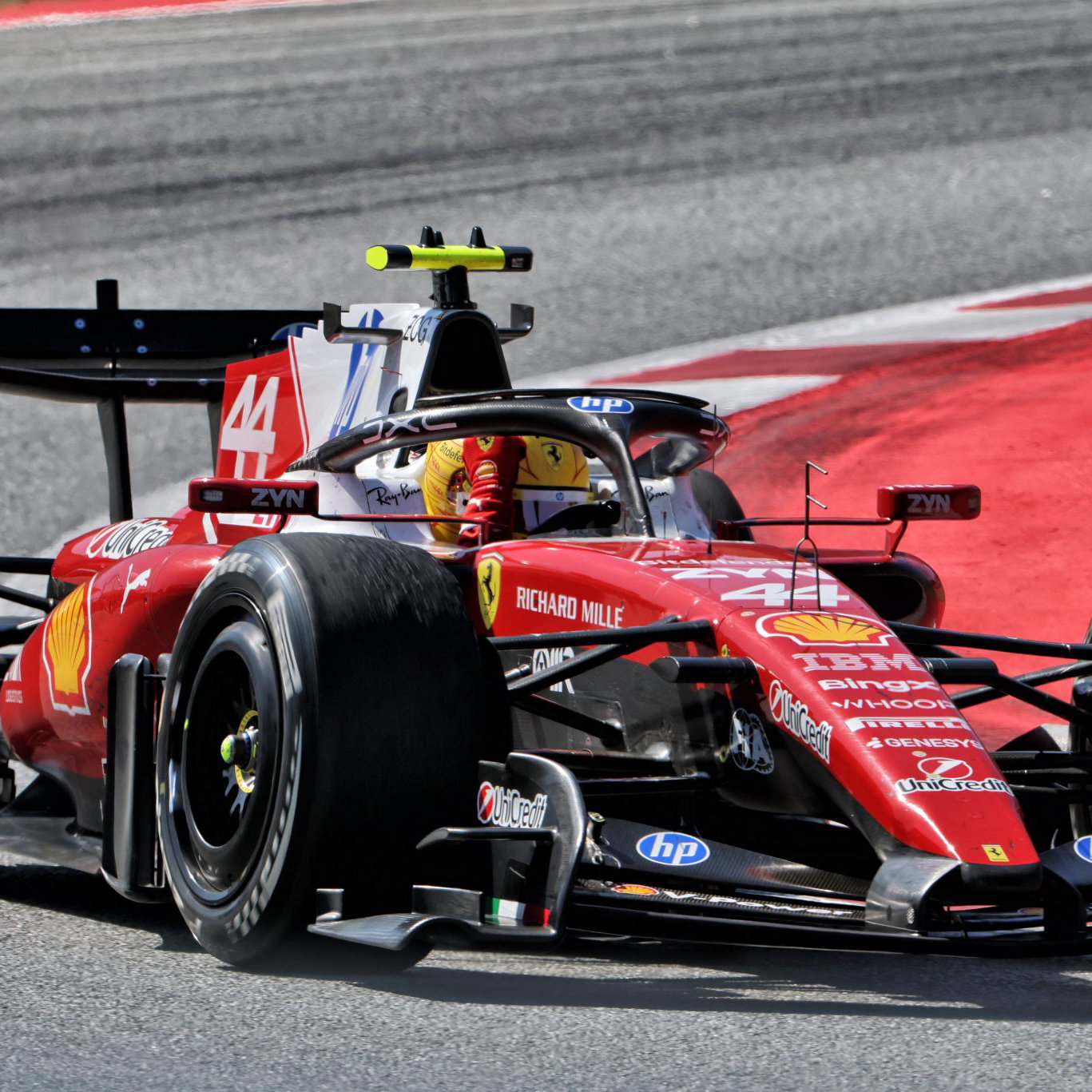 Hamilton celebrates his first Ferrari win