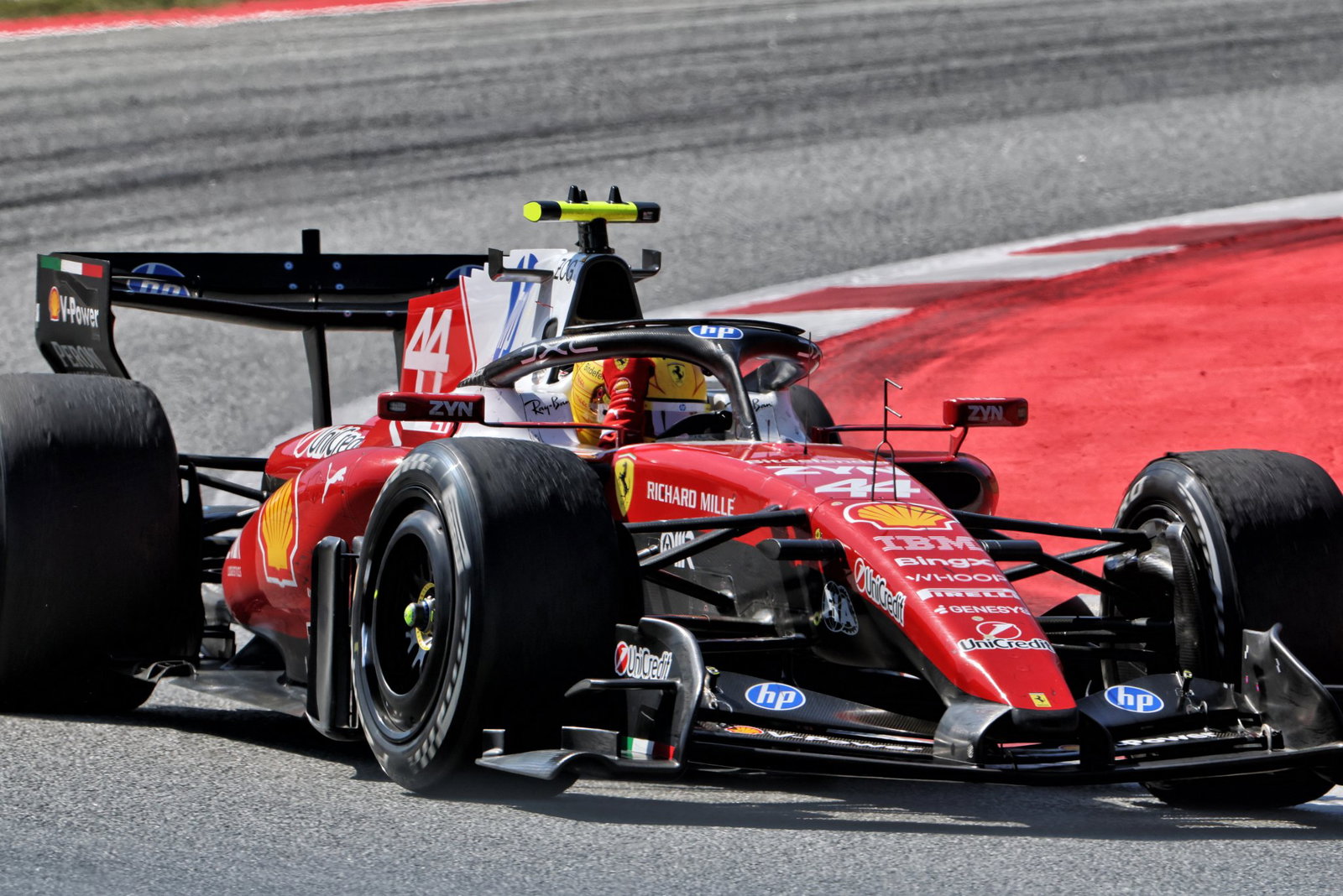 Hamilton celebrates his first Ferrari win