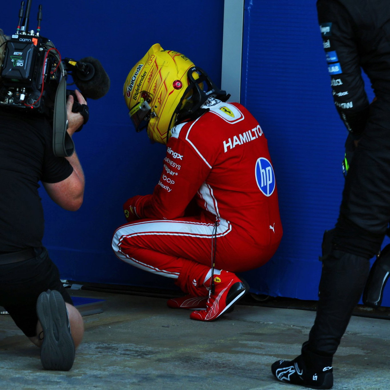 Lewis Hamilton takes a moment to reflect on his historic Ferrari win