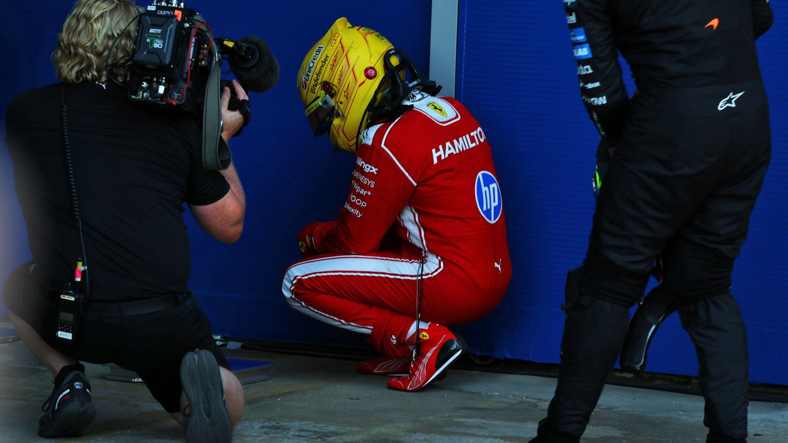 Lewis Hamilton takes a moment to reflect on his historic Ferrari win