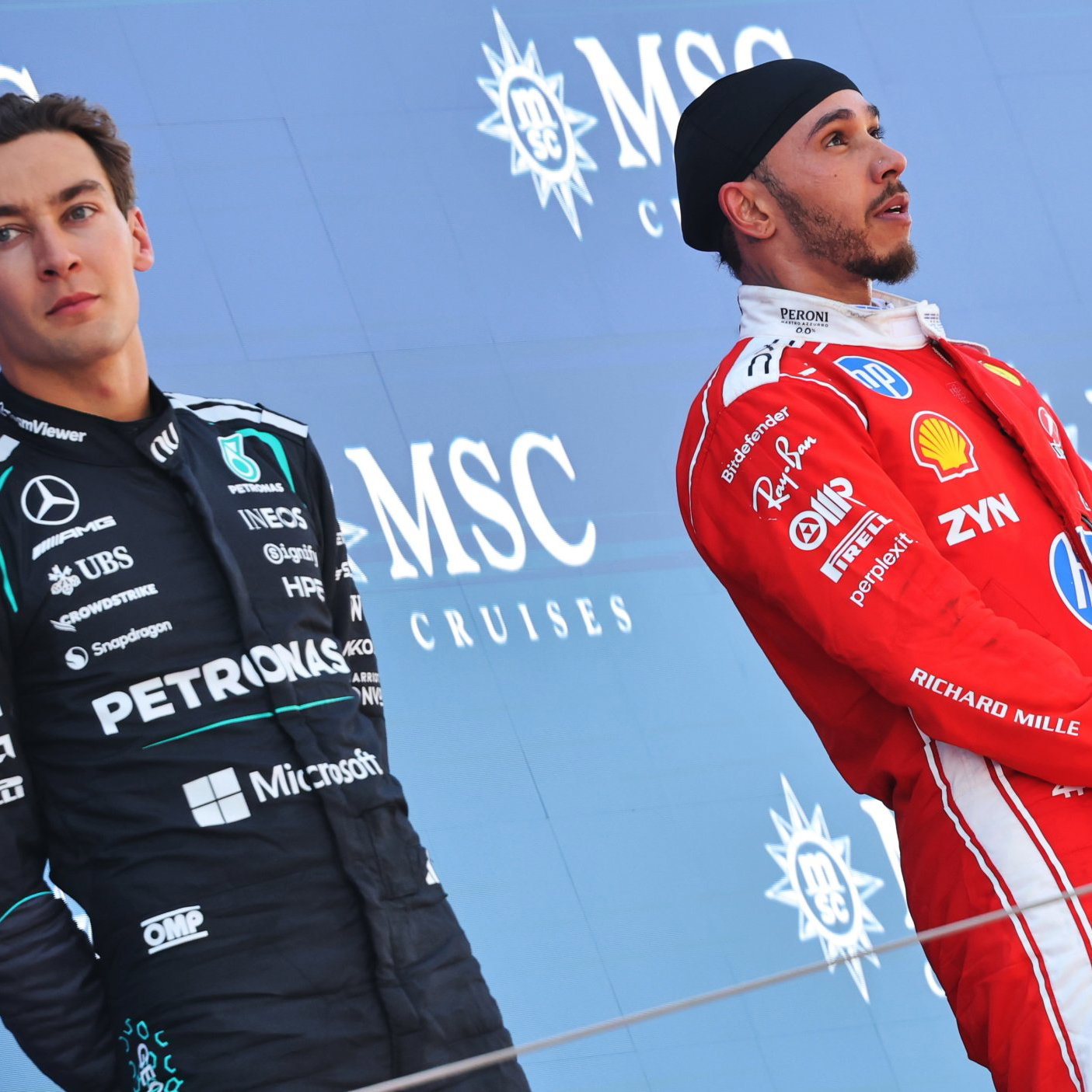Russell admits Hamilton and Ferrari are a serious threat to Mercedes
