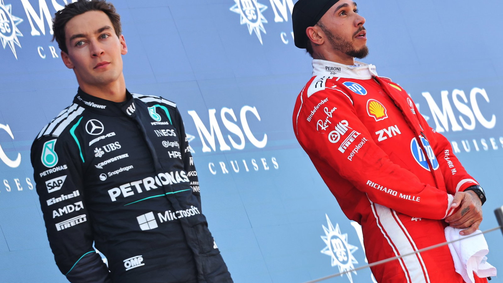 Russell admits Hamilton and Ferrari are a serious threat to Mercedes
