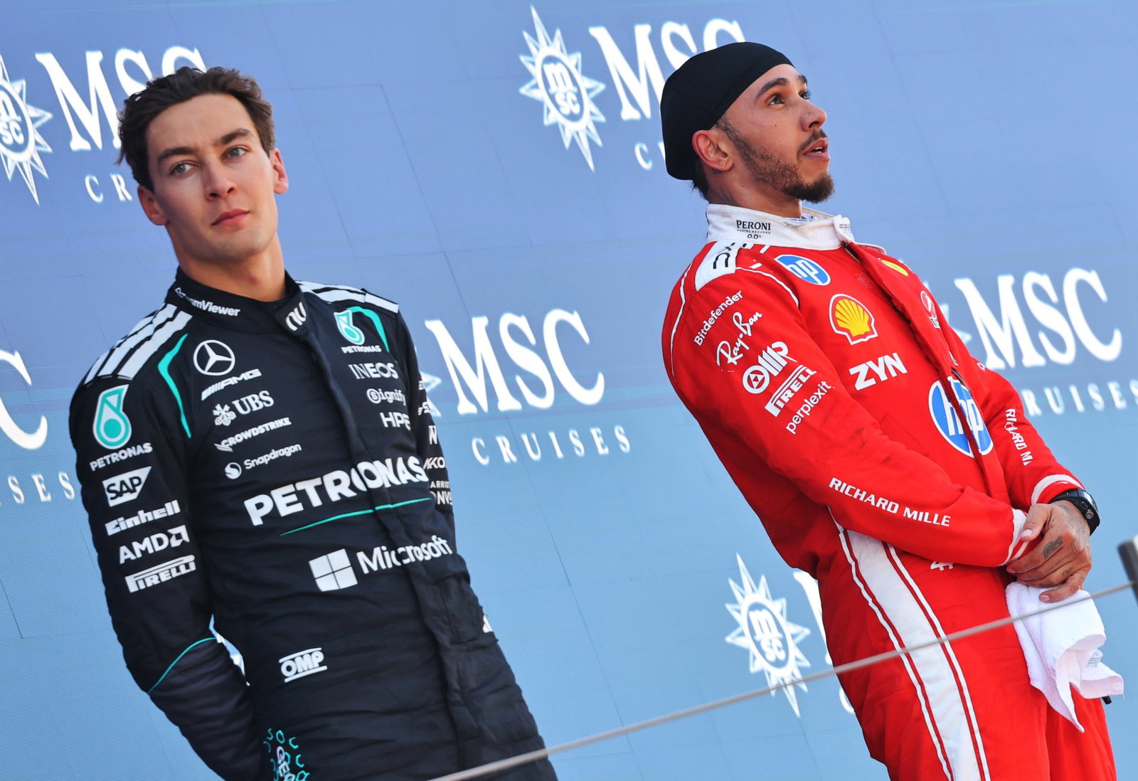 Russell admits Hamilton and Ferrari are a serious threat to Mercedes