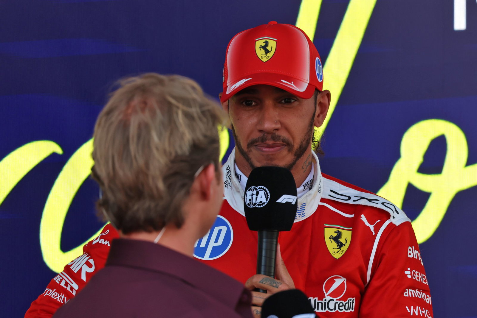 Rosberg interviews Hamilton after his first Ferrari win