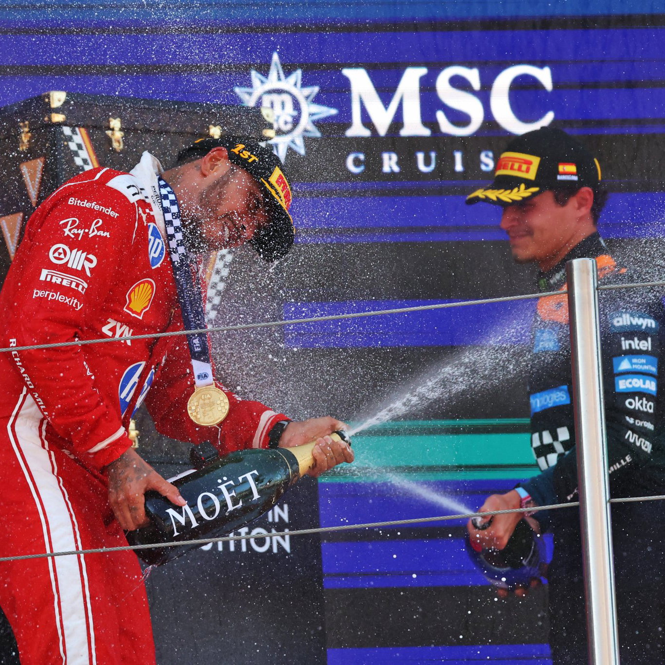 Norris joined Hamilton on the podium in Barcelona