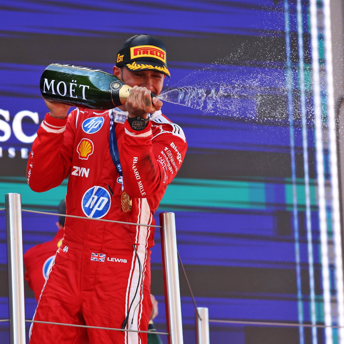 Hamilton celebrates in Spain