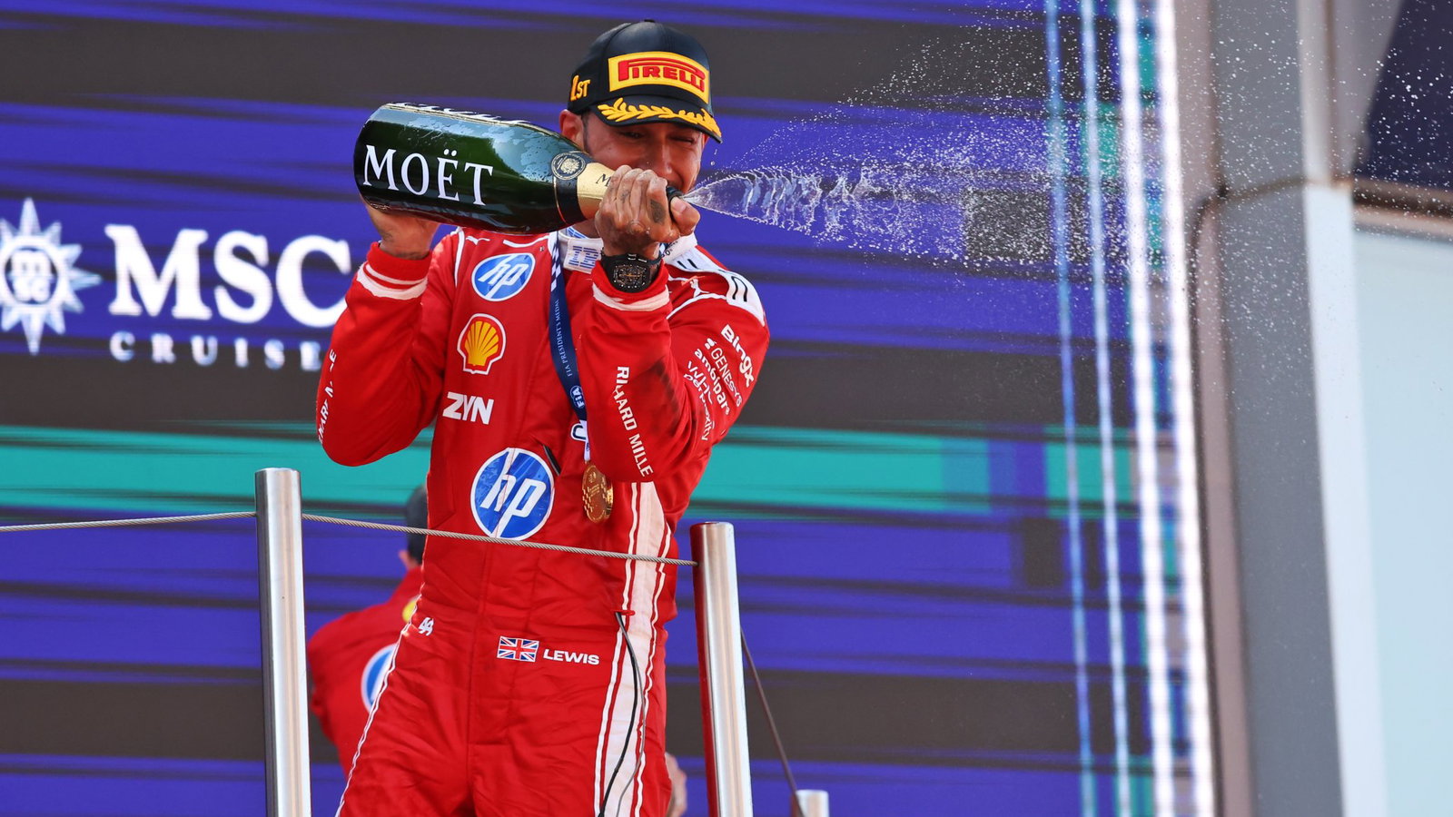Hamilton celebrates in Spain