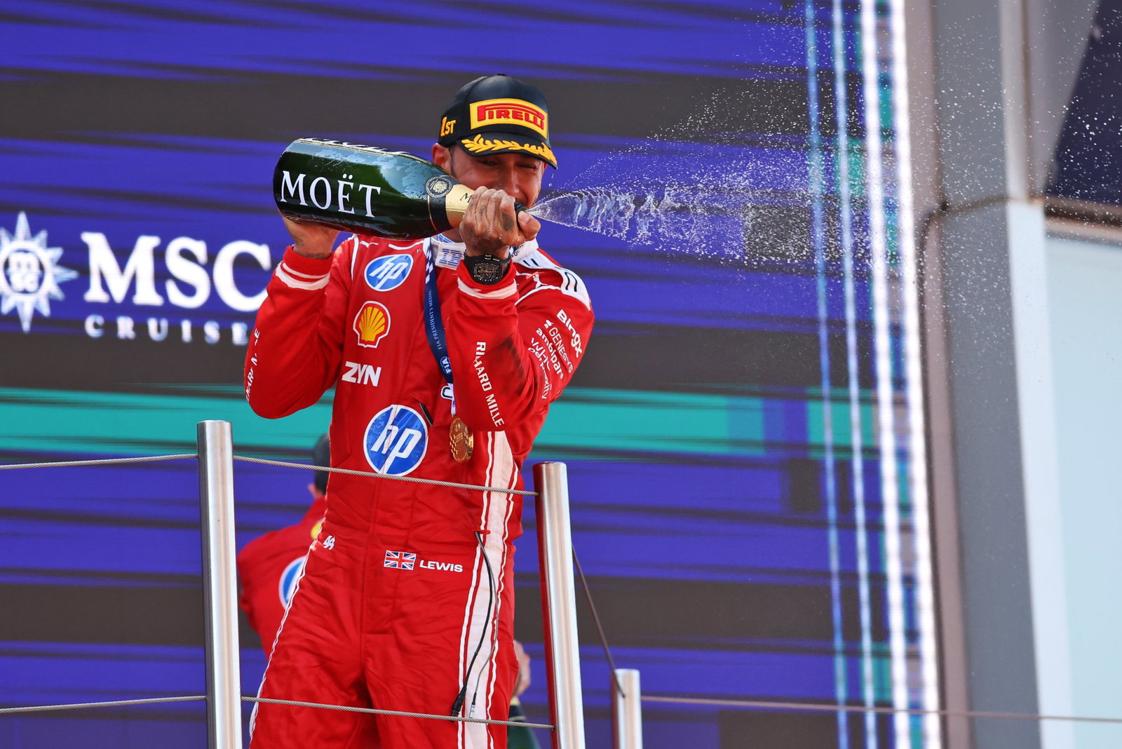Hamilton celebrates in Spain