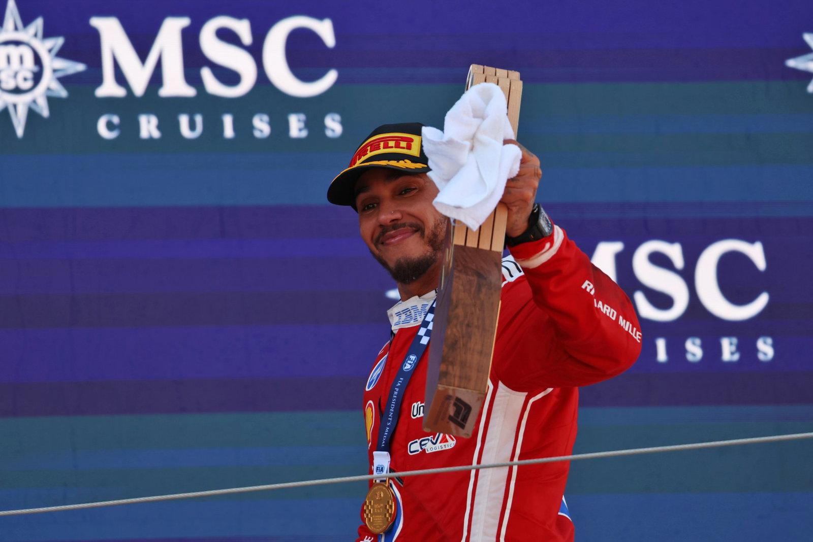 Hamilton took his first win with Ferrari in Barcelona