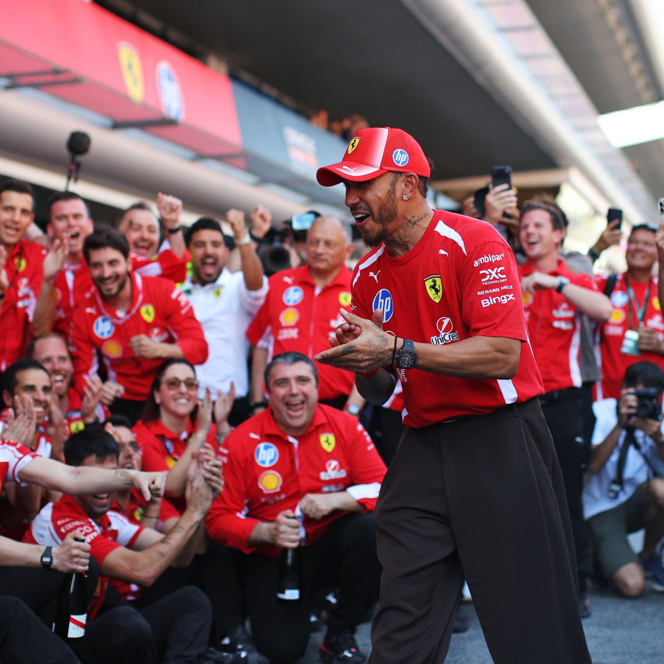 Hamilton celebrates in Barcelona