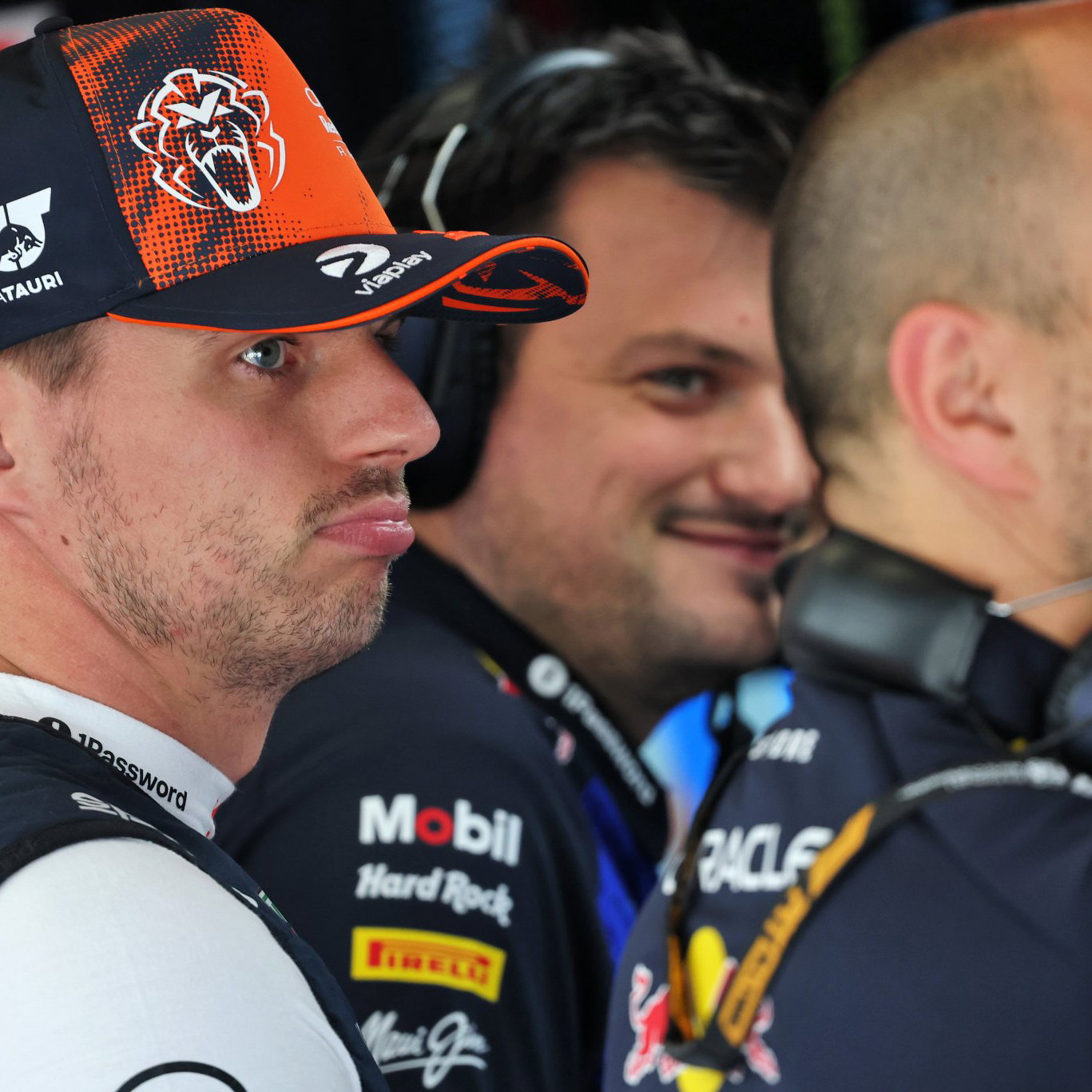 Verstappen in the Red Bull garage