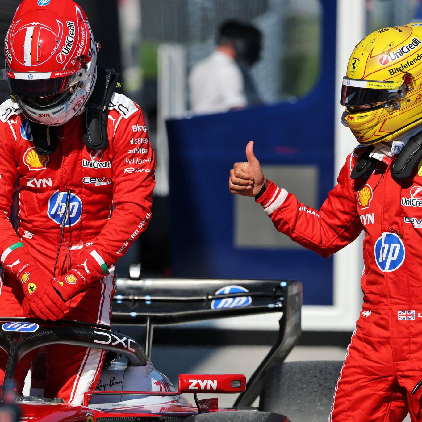 Leclerc and Hamilton took second and third 