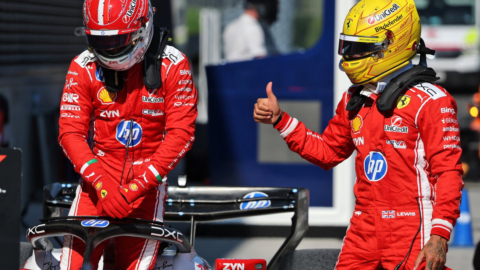 Leclerc and Hamilton took second and third 