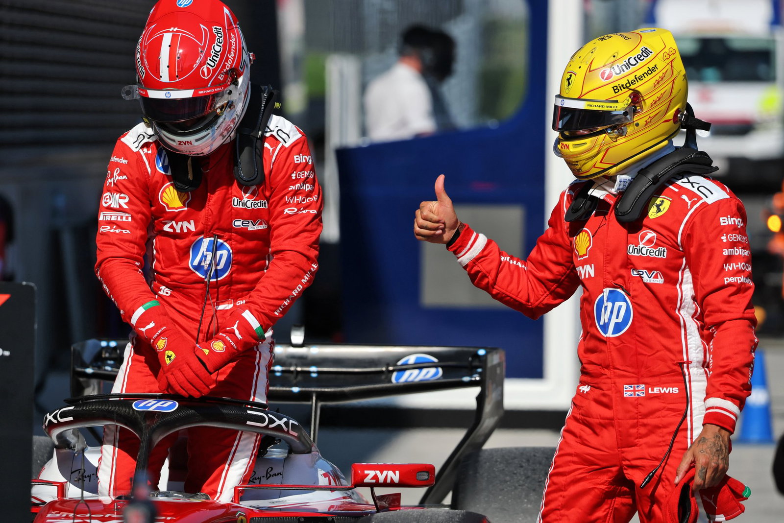 Leclerc and Hamilton took second and third 