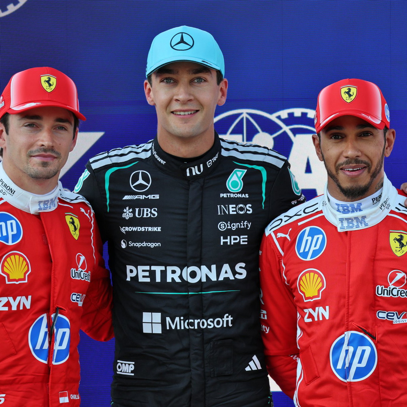 Russell beat the Ferrari drivers to pole 