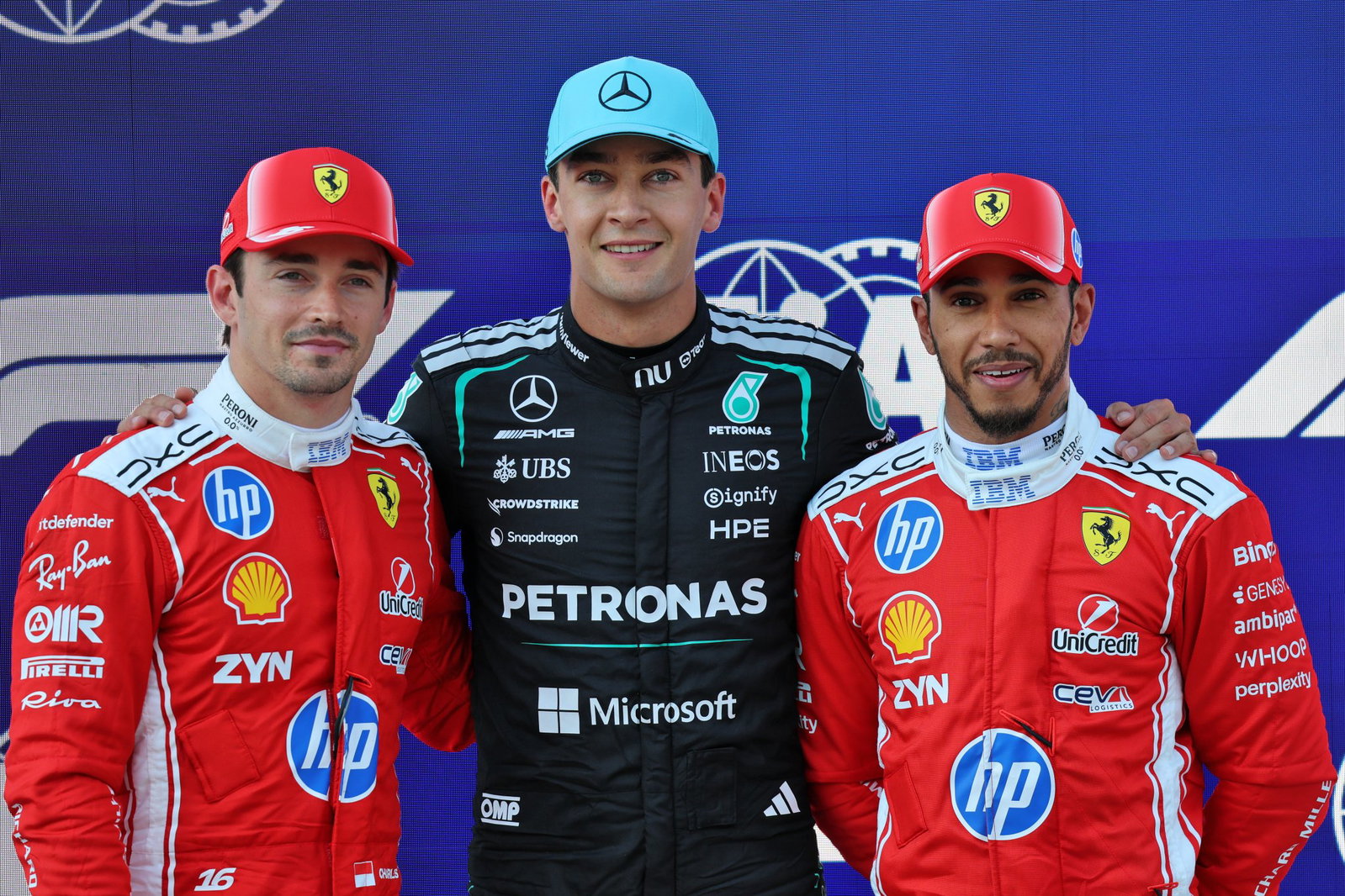 Russell beat the Ferrari drivers to pole 