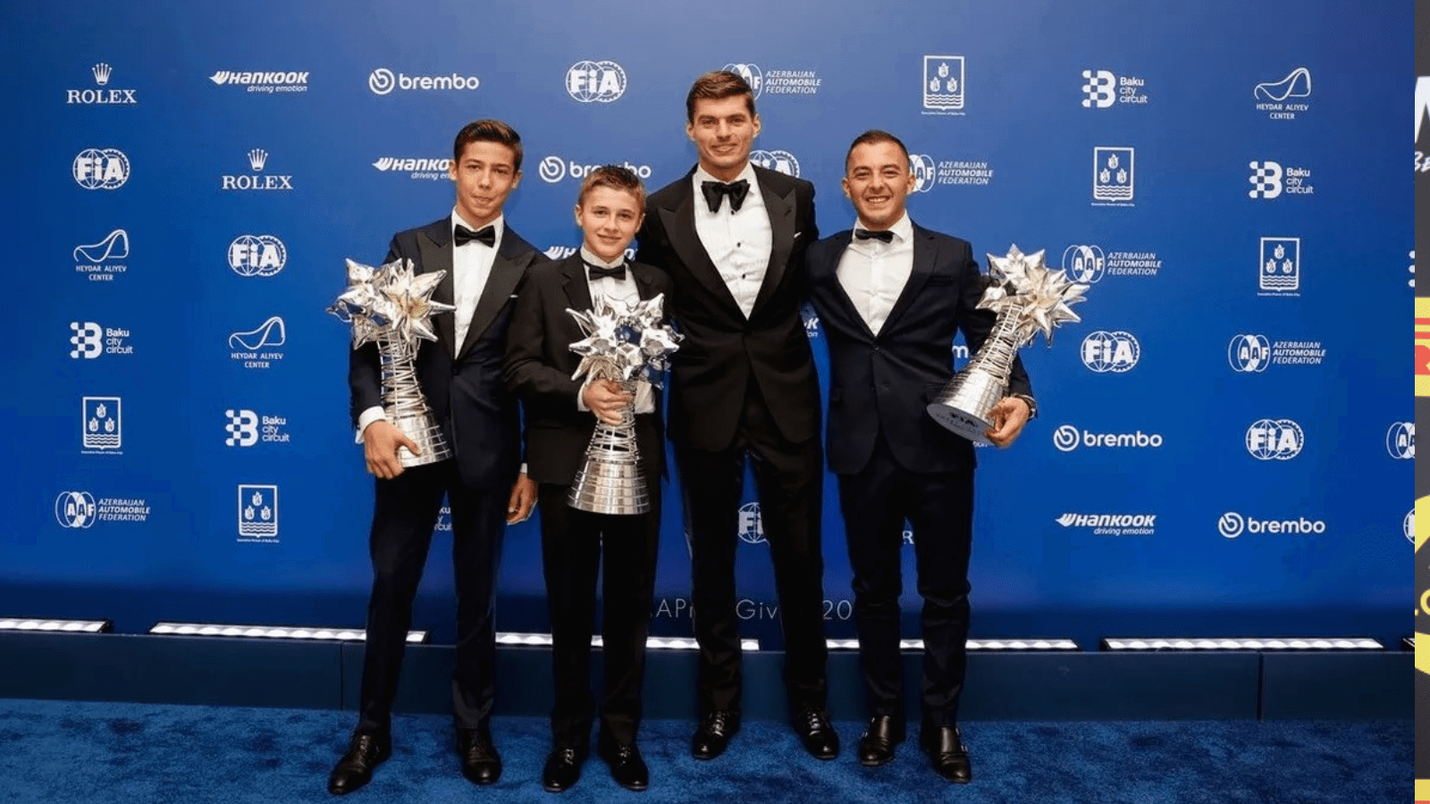 van Langendonck (left) and Verstappen at the 2023 FIA awards gala