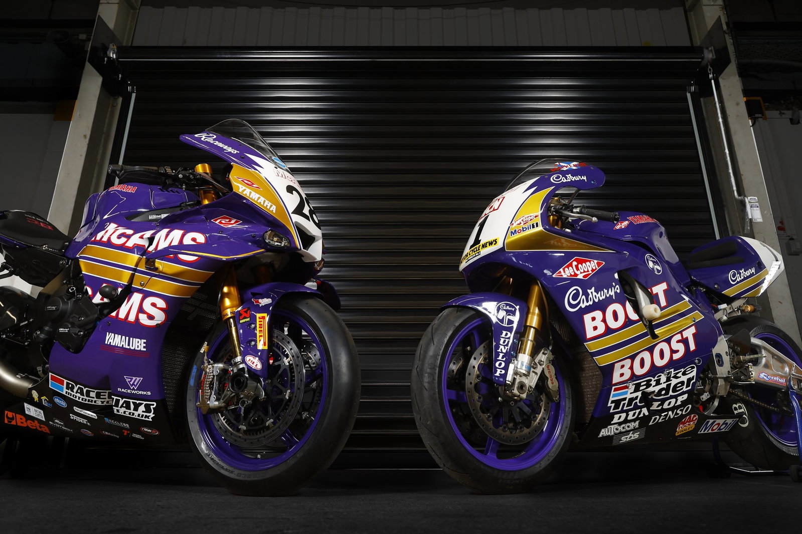 McAMS Yamaha Cadbury Boost-inspired R1 bikes.