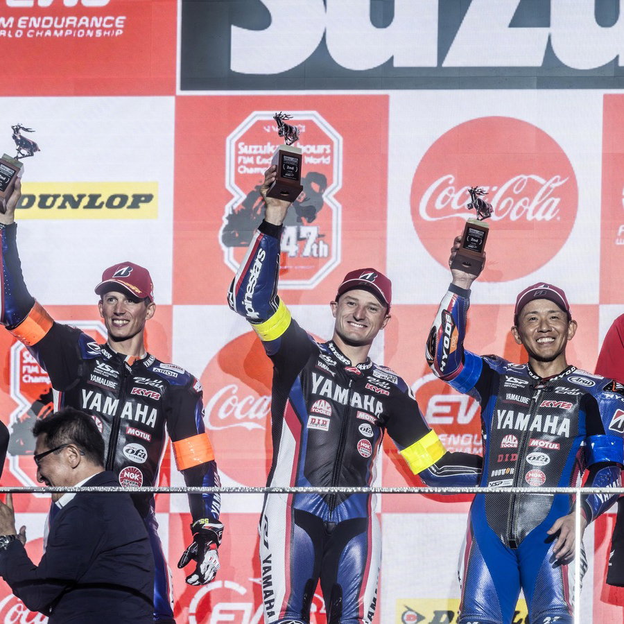 Jack Miller, Andrea Locatelli, Katsuyuki Nakasuga, second place, 2026 Suzuka 8 Hours.