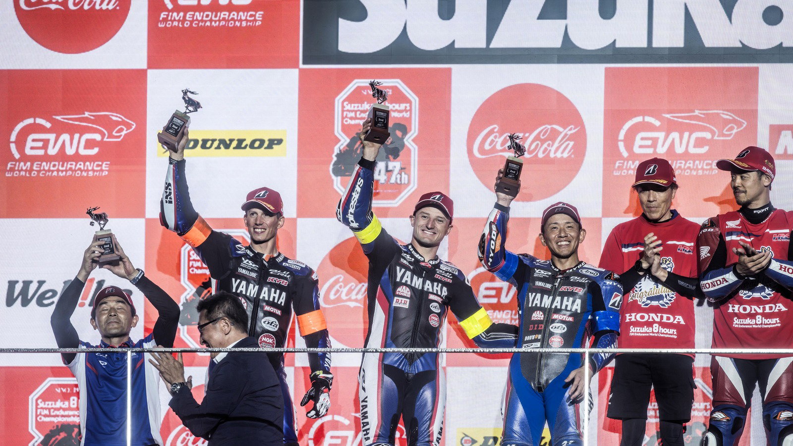 Jack Miller, Andrea Locatelli, Katsuyuki Nakasuga, second place, 2026 Suzuka 8 Hours.