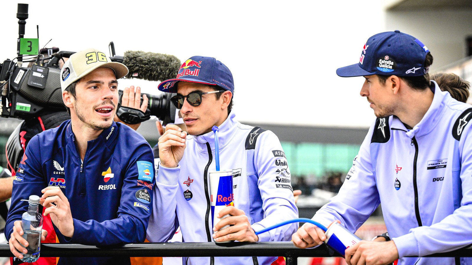Joan Mir with Gresini riders Marc Marquez and Alex Marquez during MotoGP 2024.