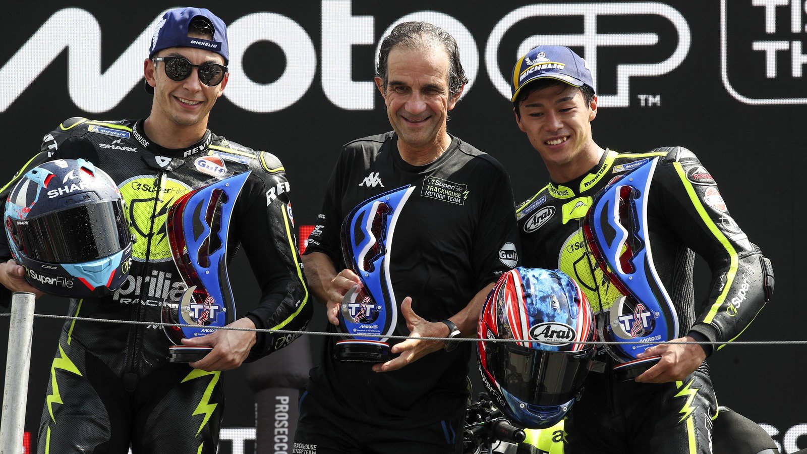 Davide Brivio, Raul Fernandez, Ai Ogura, 2026 Assen MotoGP. 
