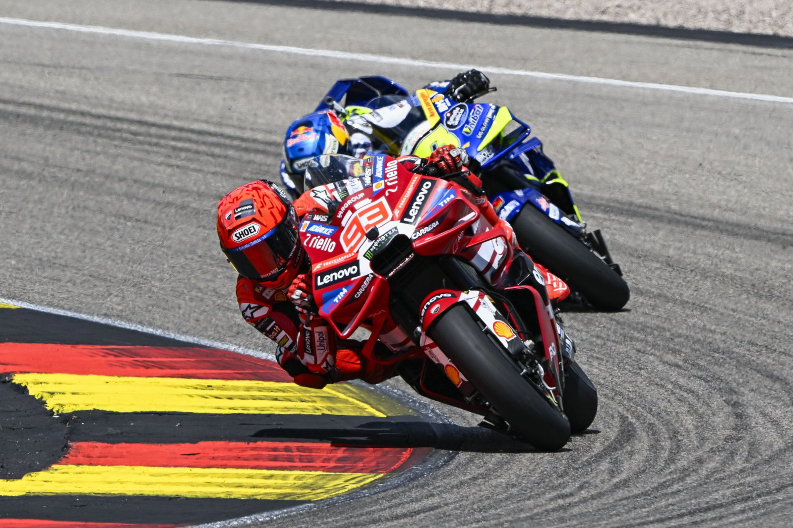 Marc Marquez leads Alex Marquez, 2026 MotoGP German Grand Prix. Credit: Gold and Goose.