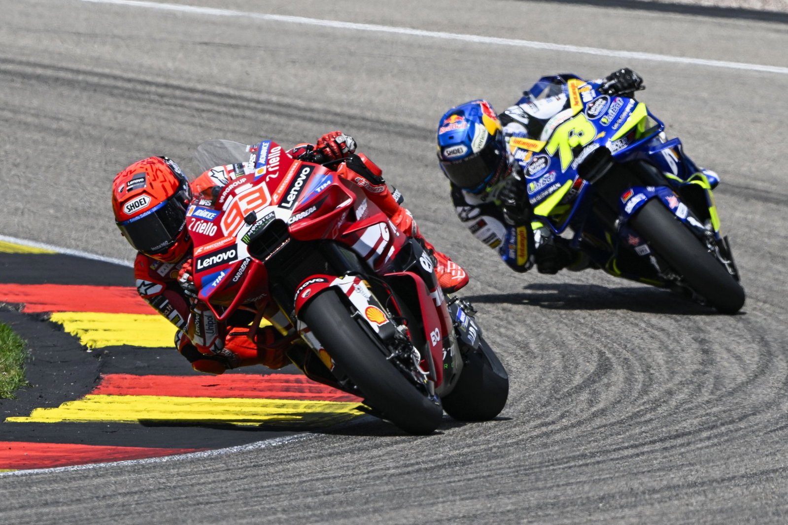 Marc Marquez leads Alex Marquez, 2026 MotoGP German Grand Prix. Credit: Gold and Goose.