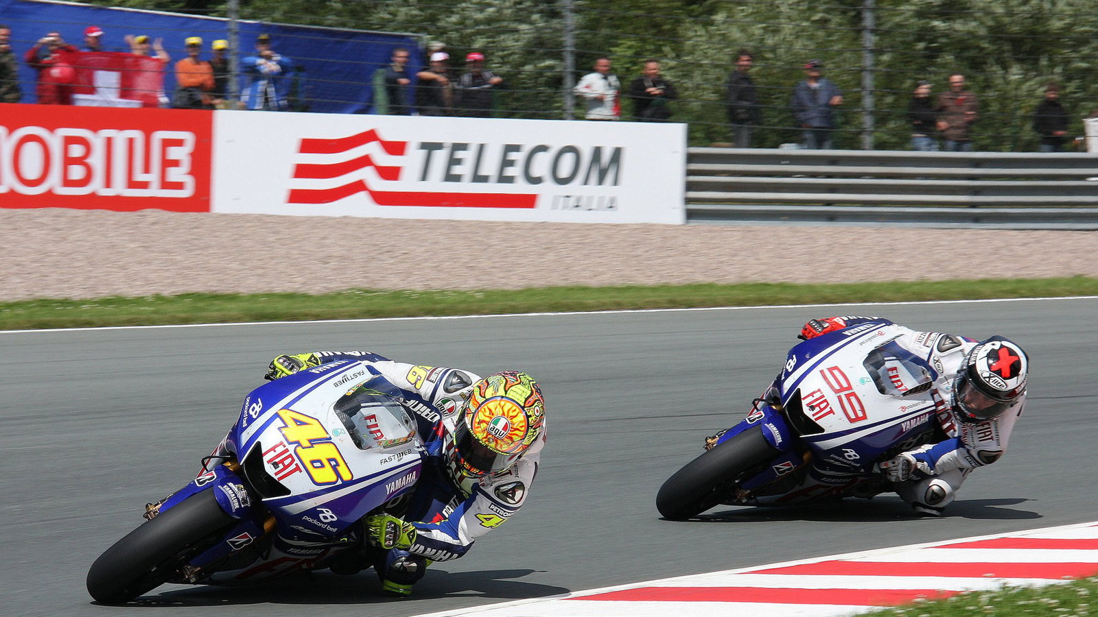 Valentino Rossi leads Jorge Lorenzo, 2009 MotoGP German Grand Prix. Credit: Gold and Goose.