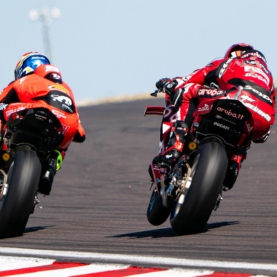 Yari Montella leads Iker Lecuona, 2026 UK WorldSBK, Race 2. Credit: Tony Goldsmith.