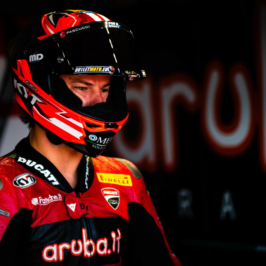 Nicolo Bulega, 2026 UK WorldSBK, leaving pit box. Credit: Tony Goldsmith.