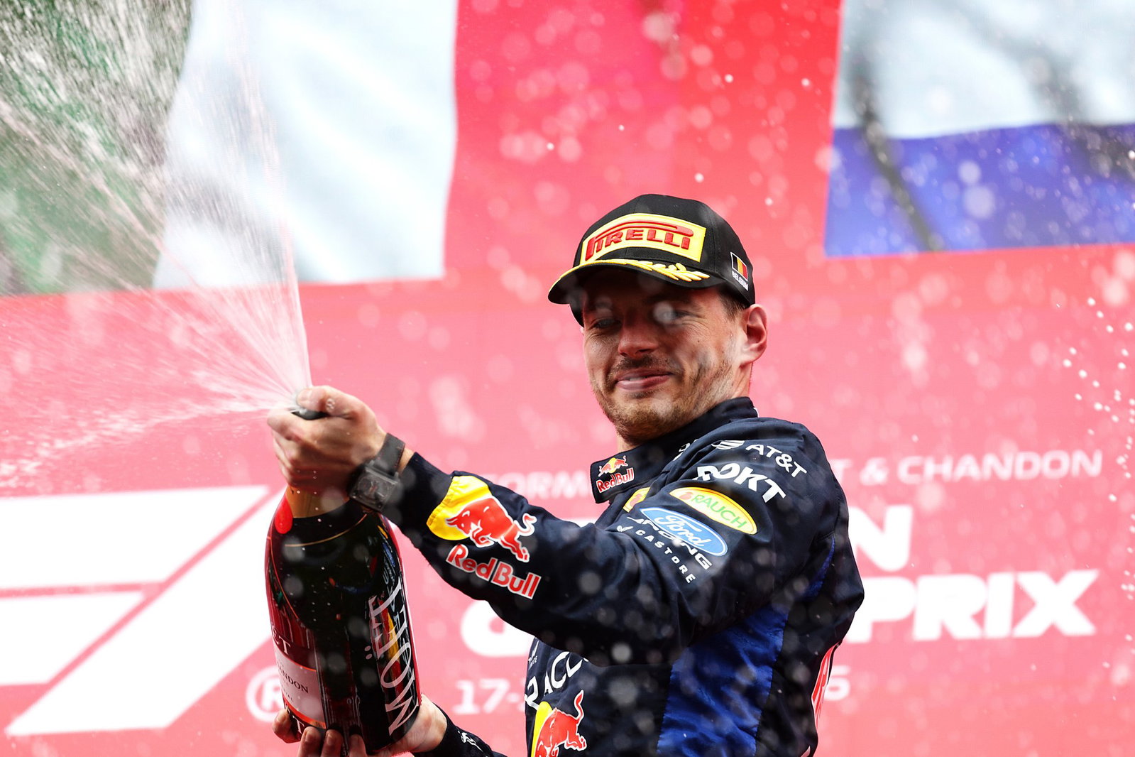 Verstappen celebrates his podium finish
