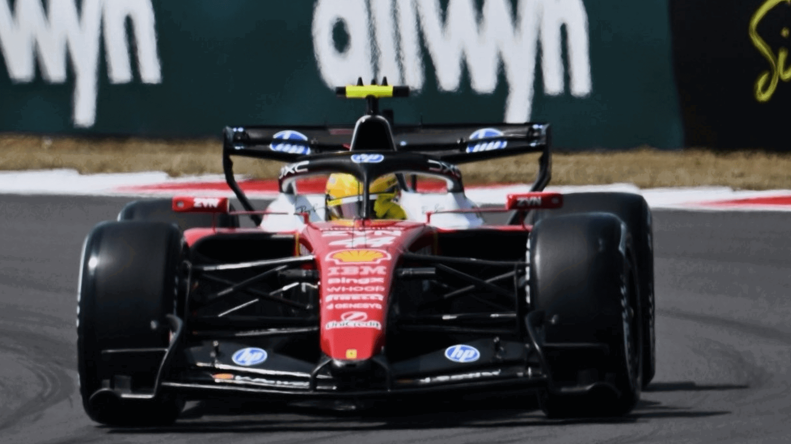 Hamilton set the pace in Friday's sole practice for Ferrari 