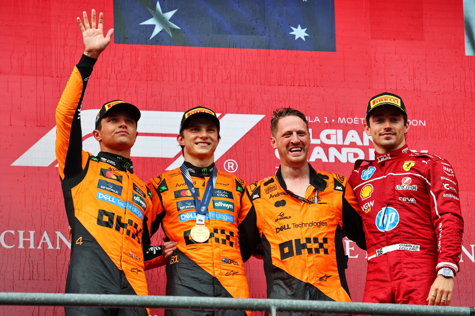 Piastri won last year's Belgian GP ahead of Norris and Leclerc