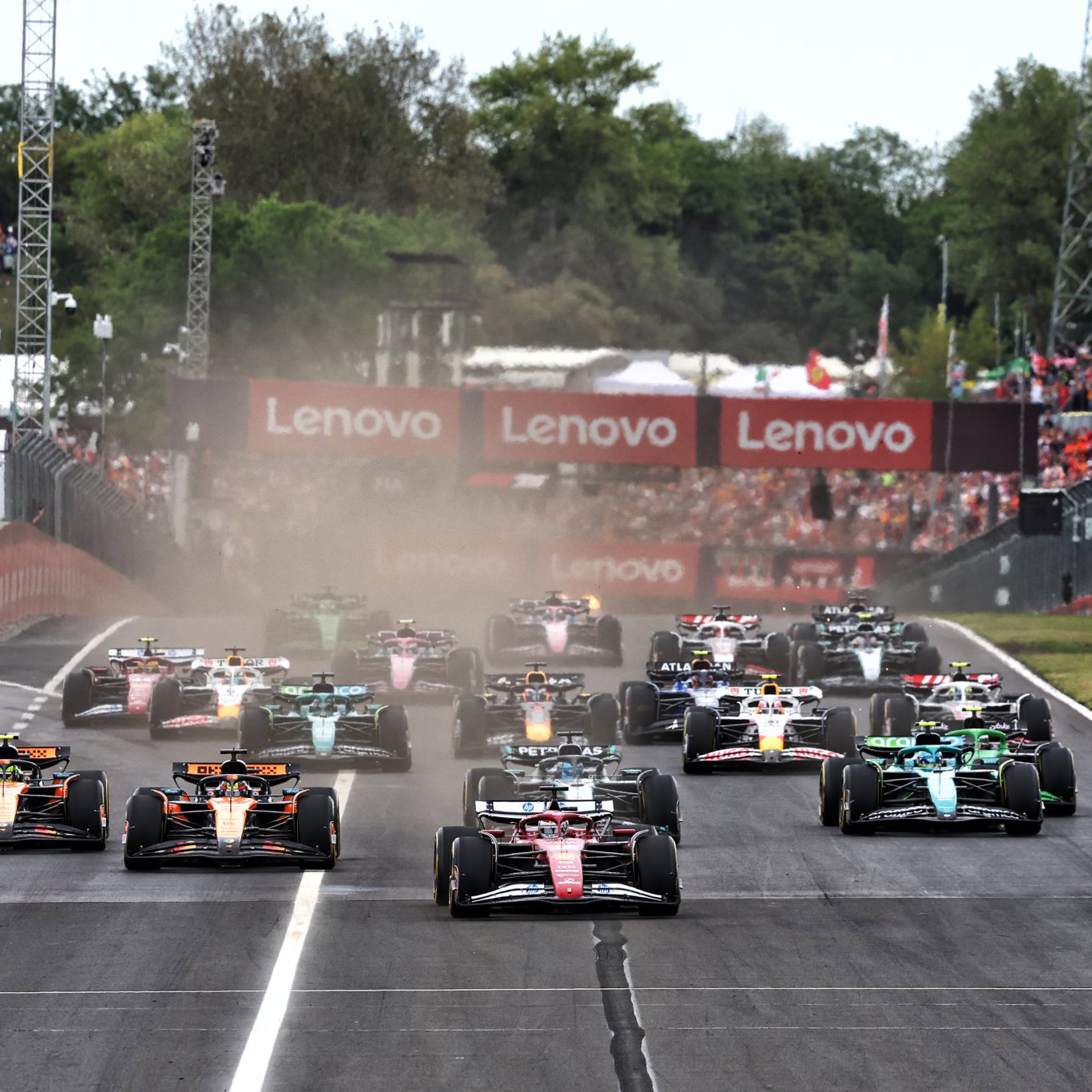 Leclerc leads the start of the 2025 Hungarian Grand Prix