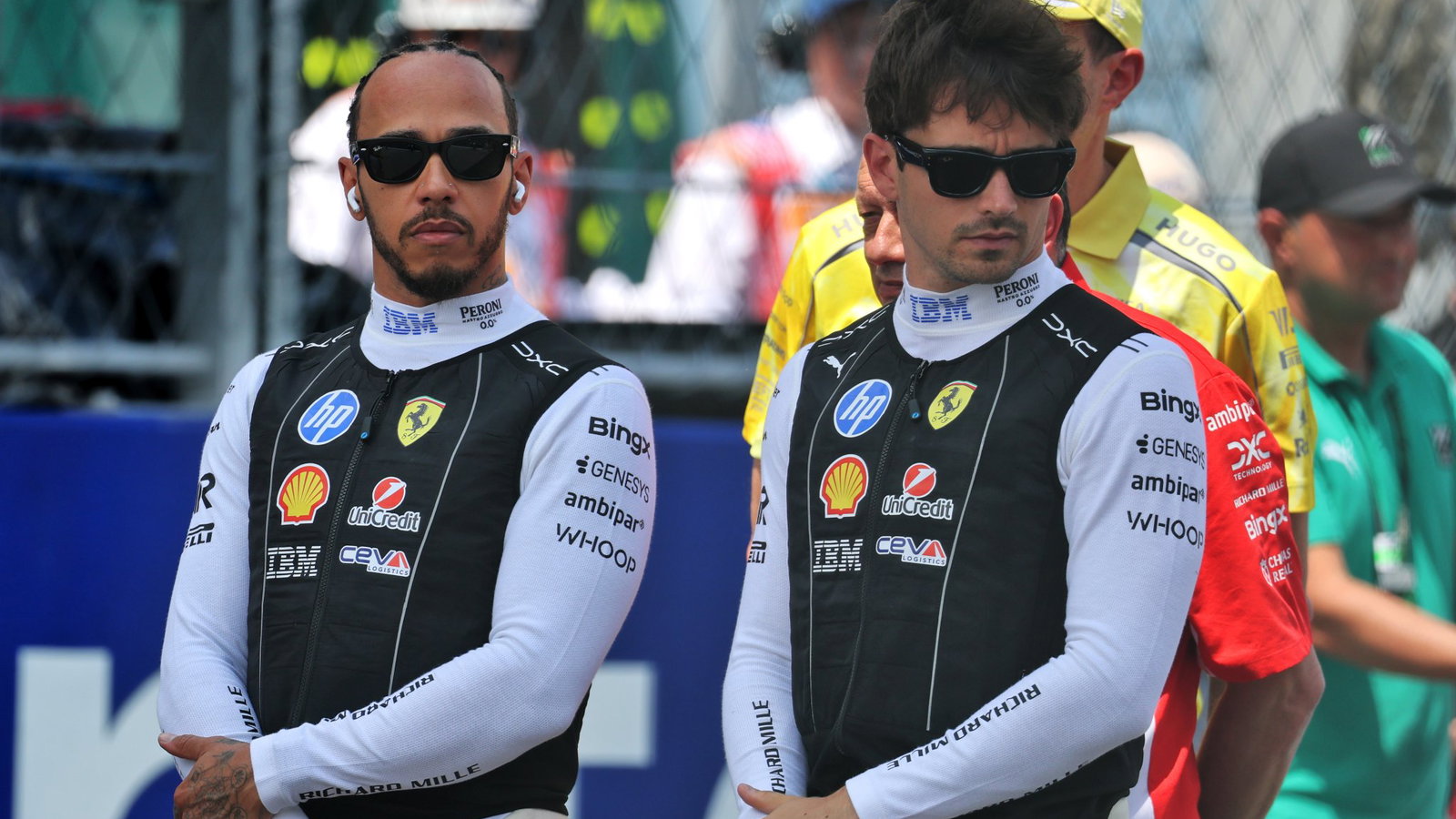 Ferrari drivers Leclerc and Hamilton